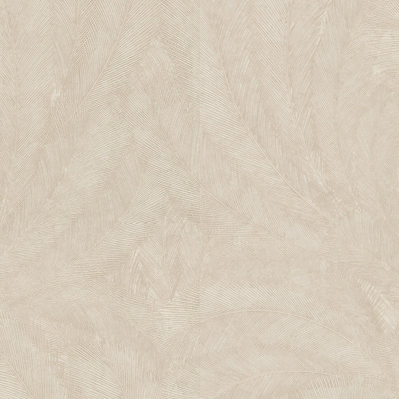 Papel pintado plumas y hojas tropicales beige – Eclipse 10476-02