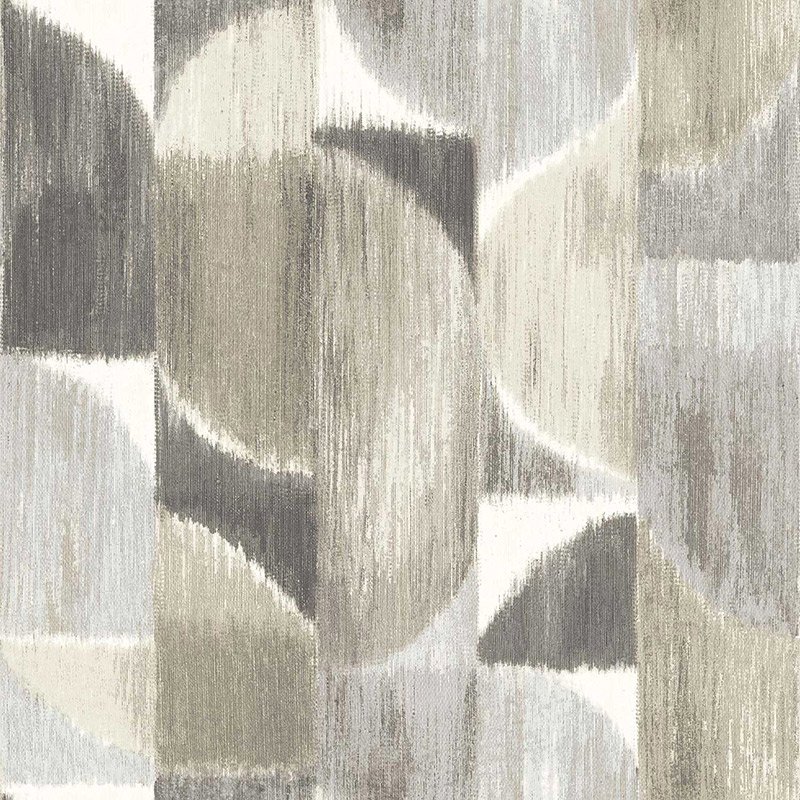 Papel pintado semicírculos efecto madera gris y verde – Sintesi 27529