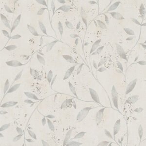 Papel pintado ramitas y hojas finas beige y gris – Hojaraska 32633