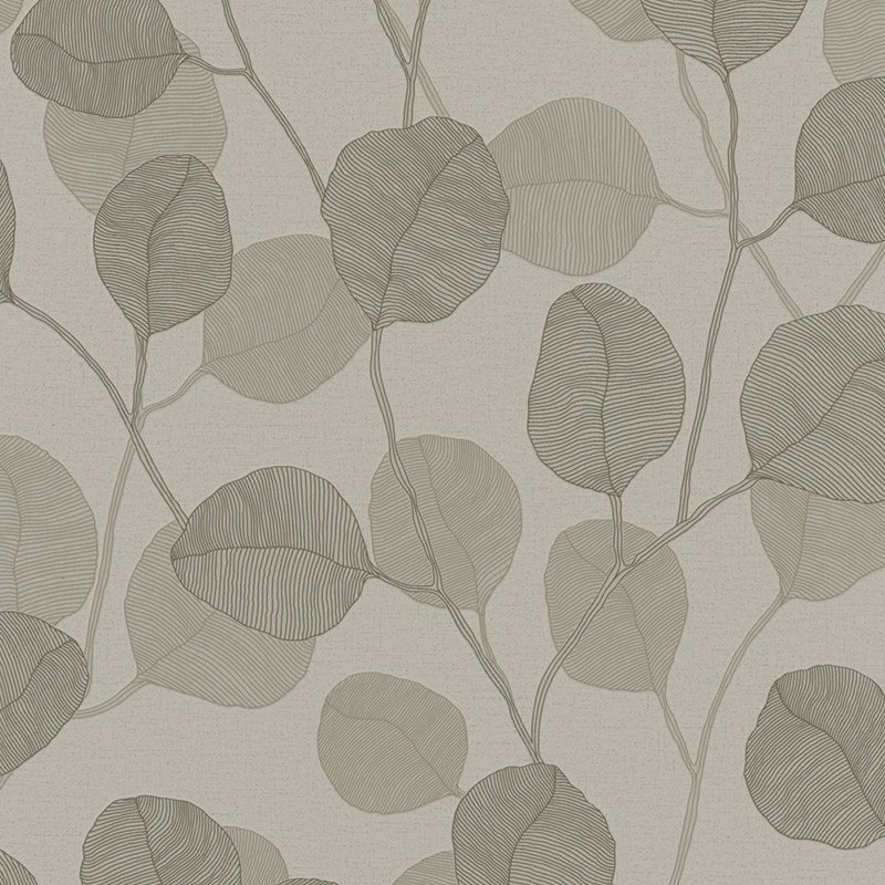 Papel pintado hojas de eucalipto topo – Hojaraska 34809