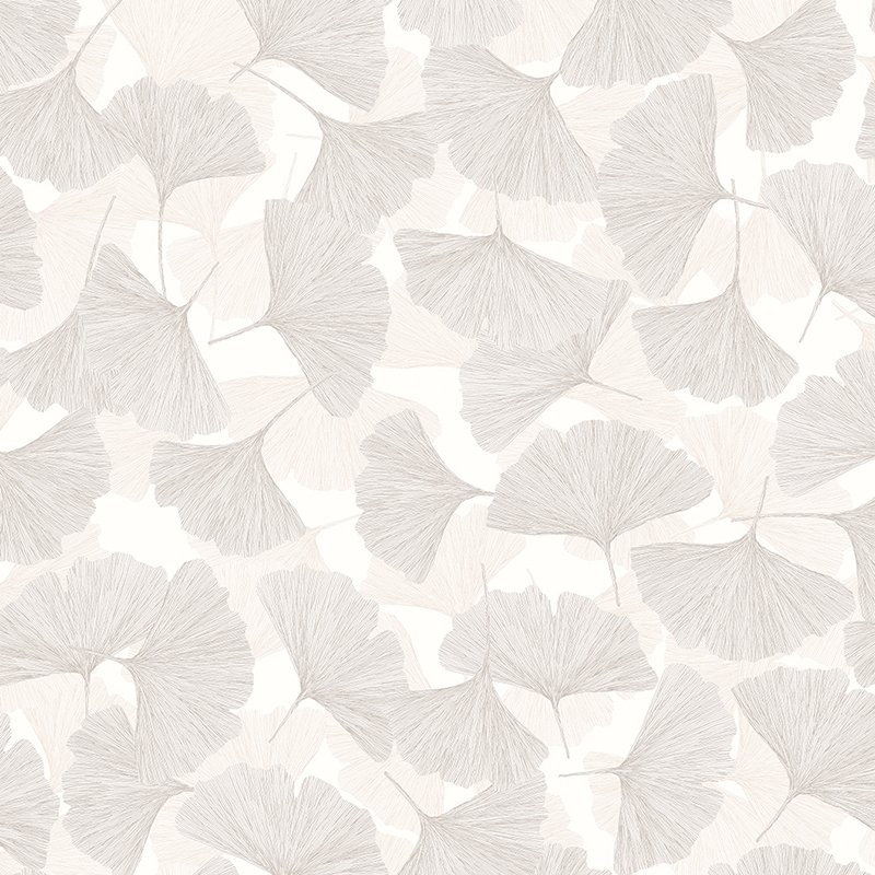 Papel pintado hojas de ginkgo blanco marfil – Bango 35782