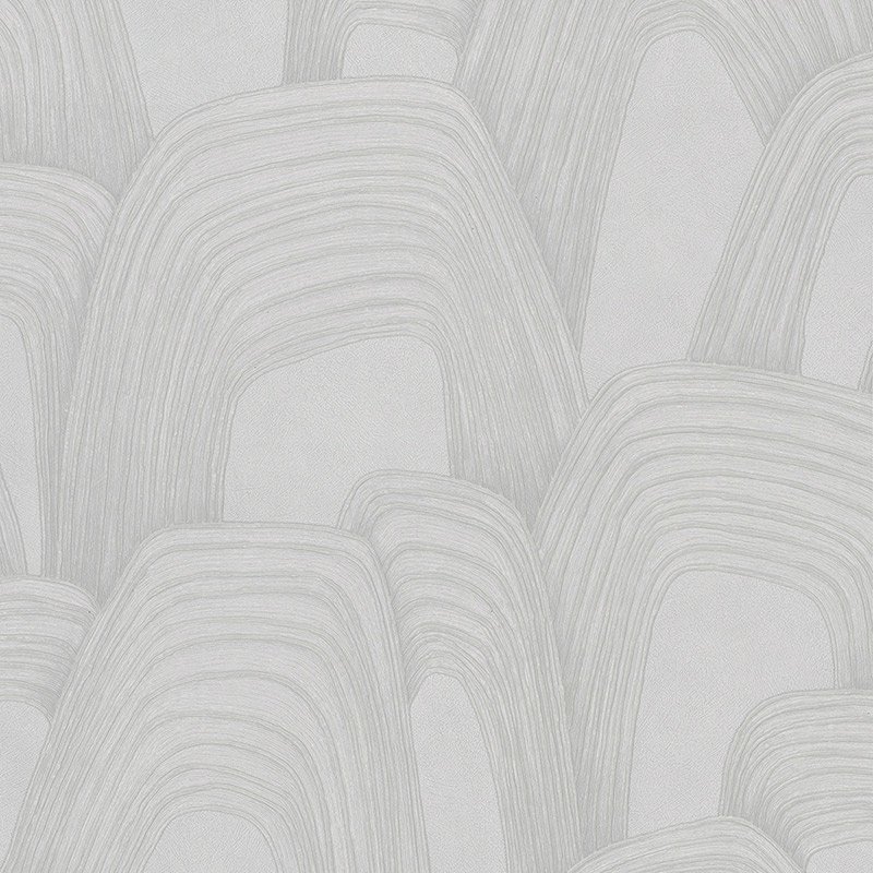 Papel pintado arcos ondulados art déco gris claro – Silence 36427
