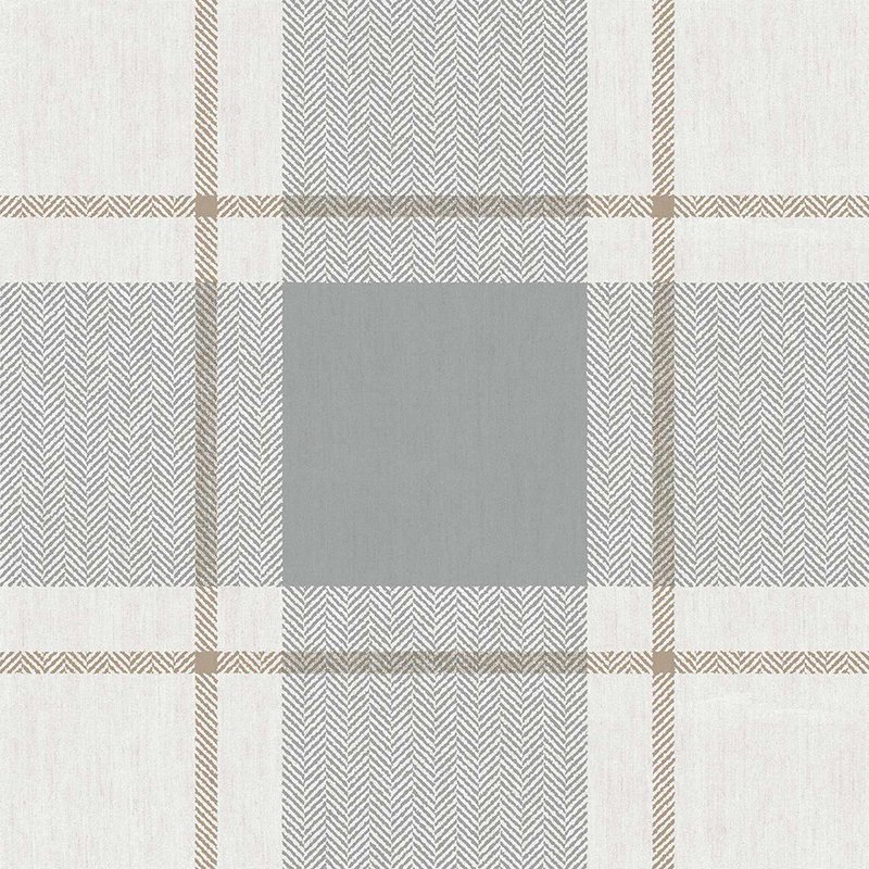 Papel pintado cuadros escoceses grandes gris claro – Top Stripes 38406
