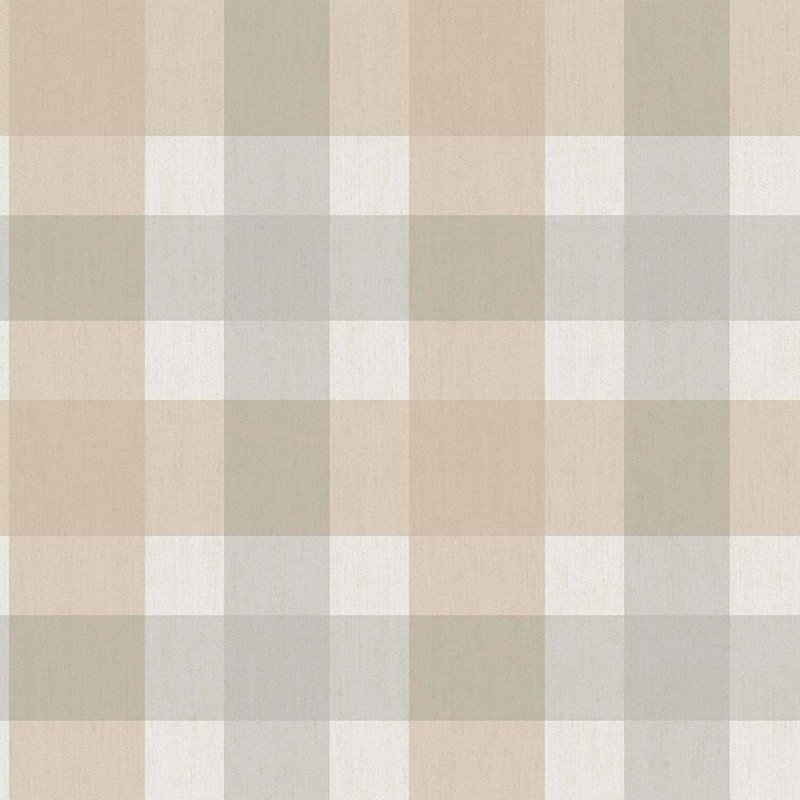 Papel pintado cuadros madras beige y gris – Top Stripes 38423