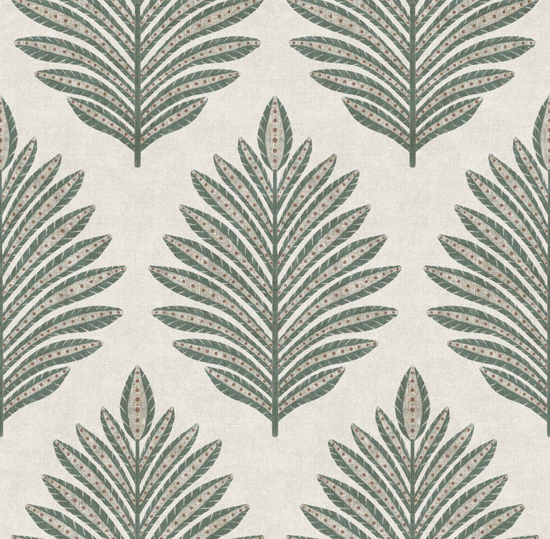 Papel pintado hojas de palmera grandes verde sobre crema – Goya 3853-1