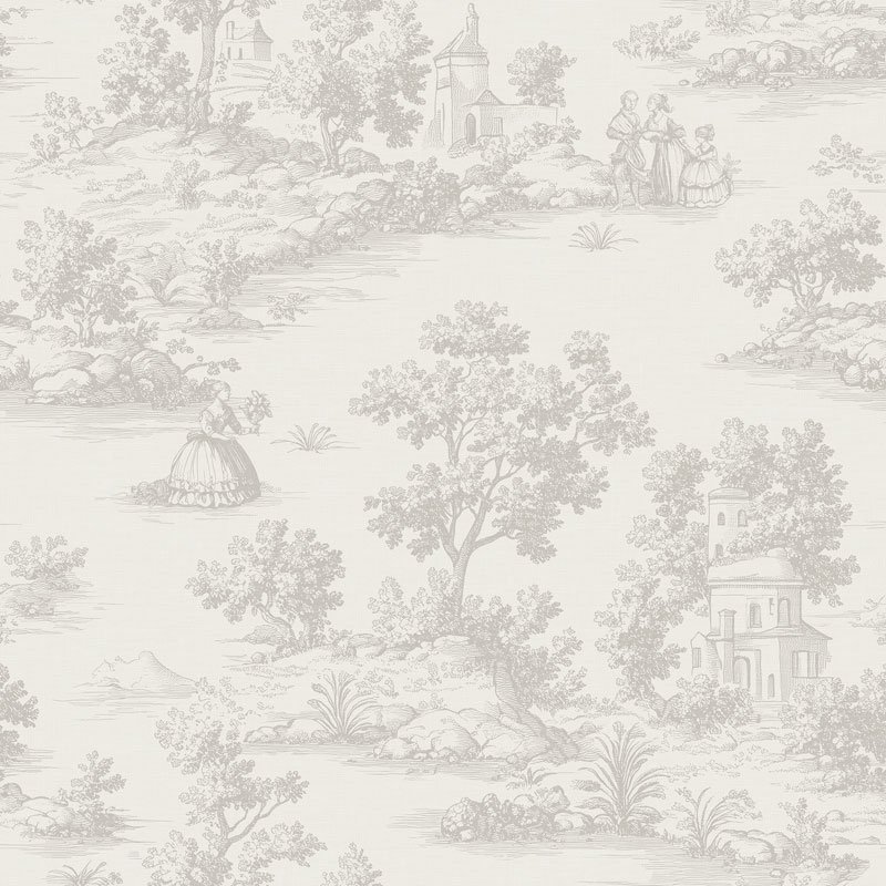 Papel pintado toile de Jouy gris claro – Goya 3858-2