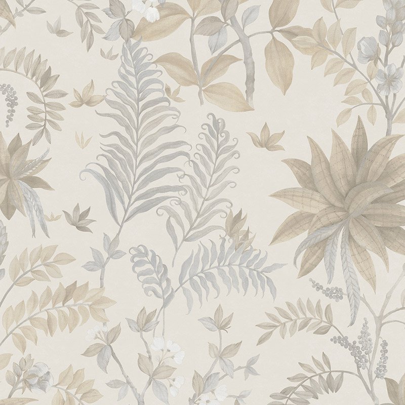 Papel pintado helechos y plantas botánicas crema – Jaipur ICH 480-1