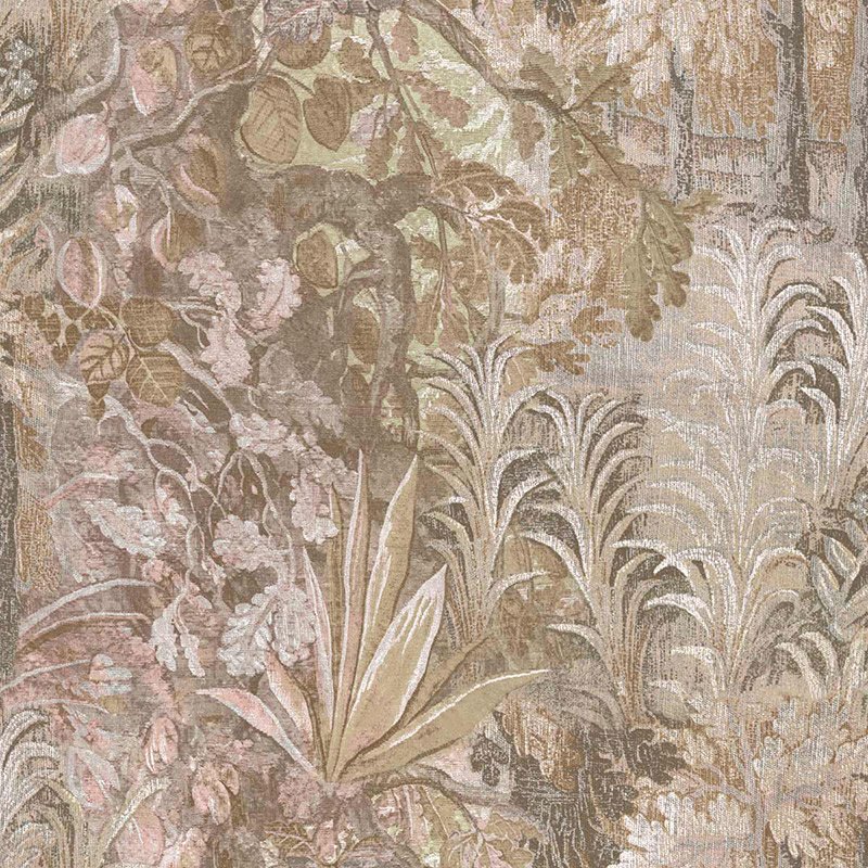 Papel pintado selva frondosa tipo tapiz rosa y beige – Jaipur Parato 5822