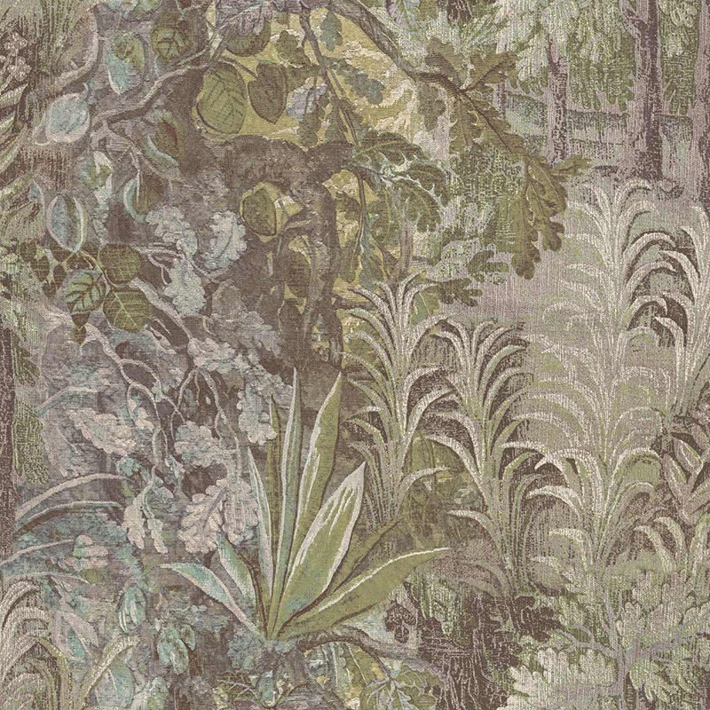 Papel pintado selva frondosa tipo tapiz verde musgo – Jaipur Parato 5825