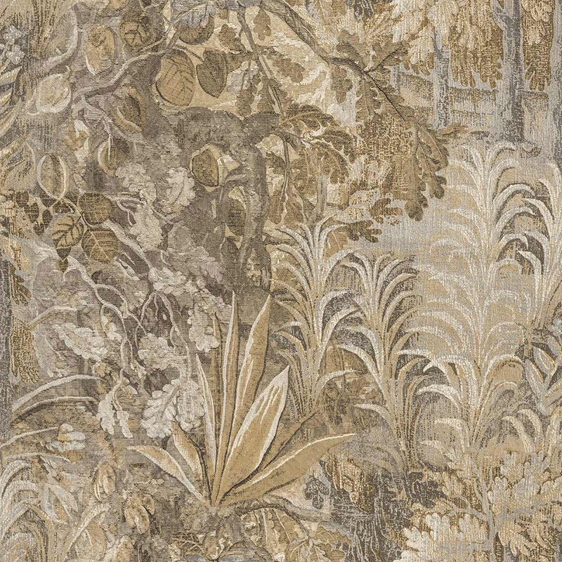 Papel pintado selva frondosa tipo tapiz beige dorado – Jaipur Parato 5829