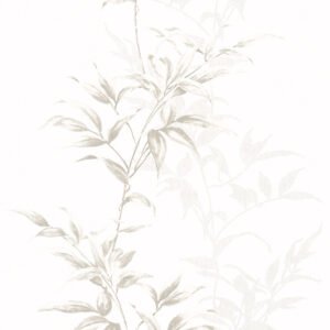 Papel pintado ramas de bambú beige dorado sobre blanco – Spring 82223