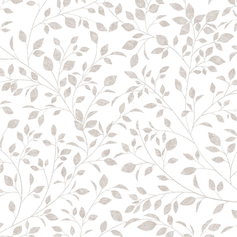 Papel pintado hojitas en ramas rosa sobre blanco – Spring 88948